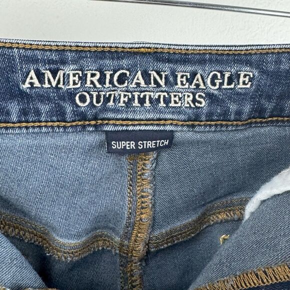 American Eagle Outfitters BOY midi shorts blue super stretch denim size 14 - Picture 4 of 7